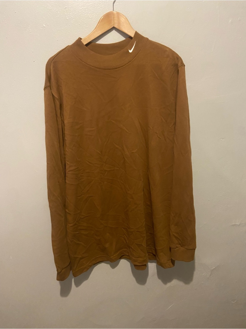 Nike Brown Long Sleeve Crewneck with White Swoosh